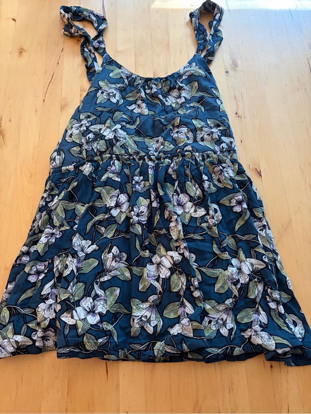 Women’s Floral Navy Blue Top with Twisted Straps